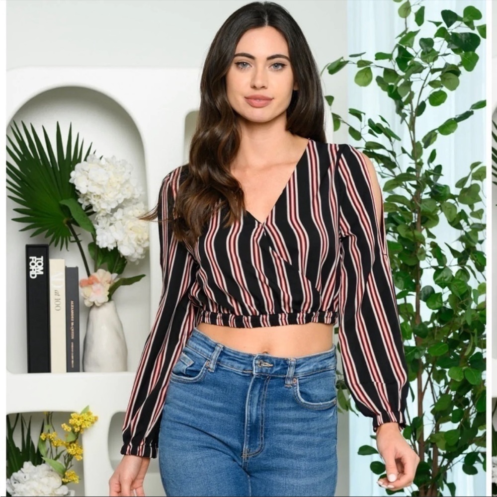 Hayden Cold Shoulder Slit Sleeve Top